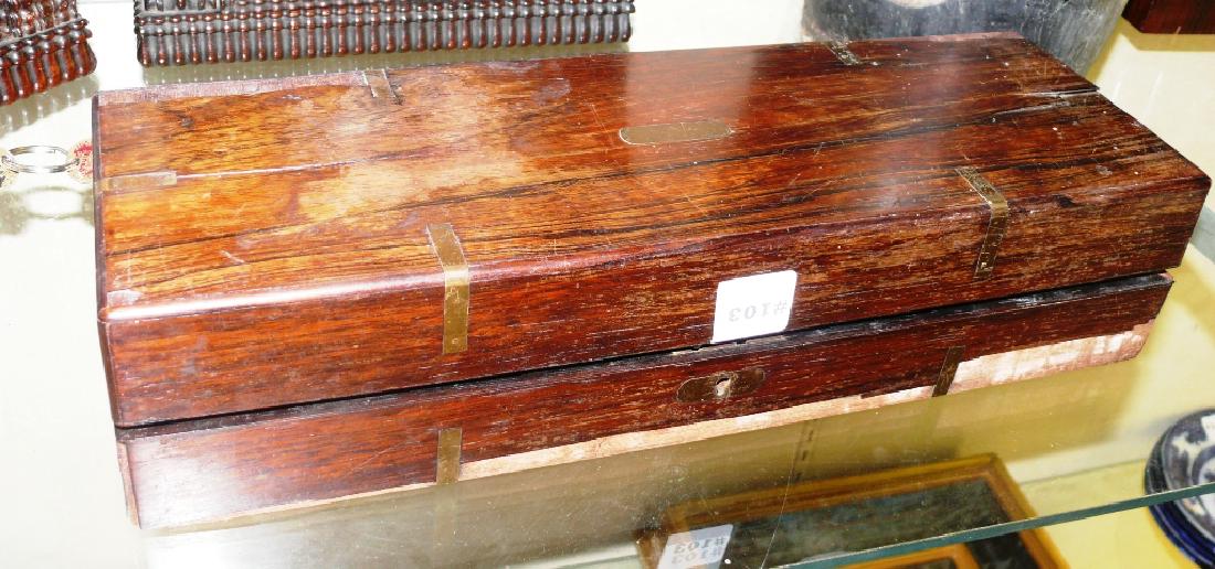 Antique surgeon field kit in brass trim case, 1830-50 (1 of 10)