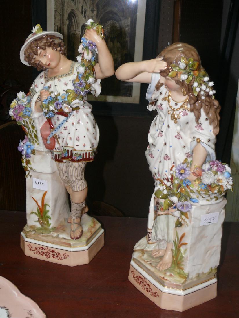 Pair of bisque and porcelain figurines, app. 21" ht. (1 of 9)