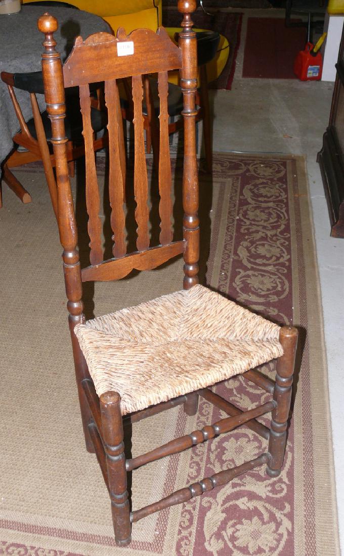 Antique bannister back side chair w/rush seat (1 of 4)