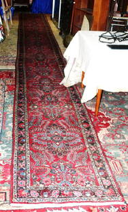 App. 3'x26' oriental hamadan runner: App. 3'x26' oriental hamadan runner, HAMADAN HAND MADE ORIENTAL , MADE IN IRAN, PROBABLY 1940S-50S, very nice pile, no wear spots, just a well lived carpet that is very very long.....very good or bett