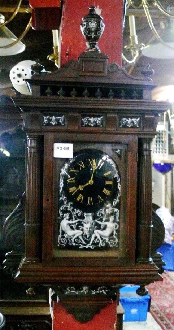 Hanging German walnut bracket clock w/impressive enamel (1 of 9)