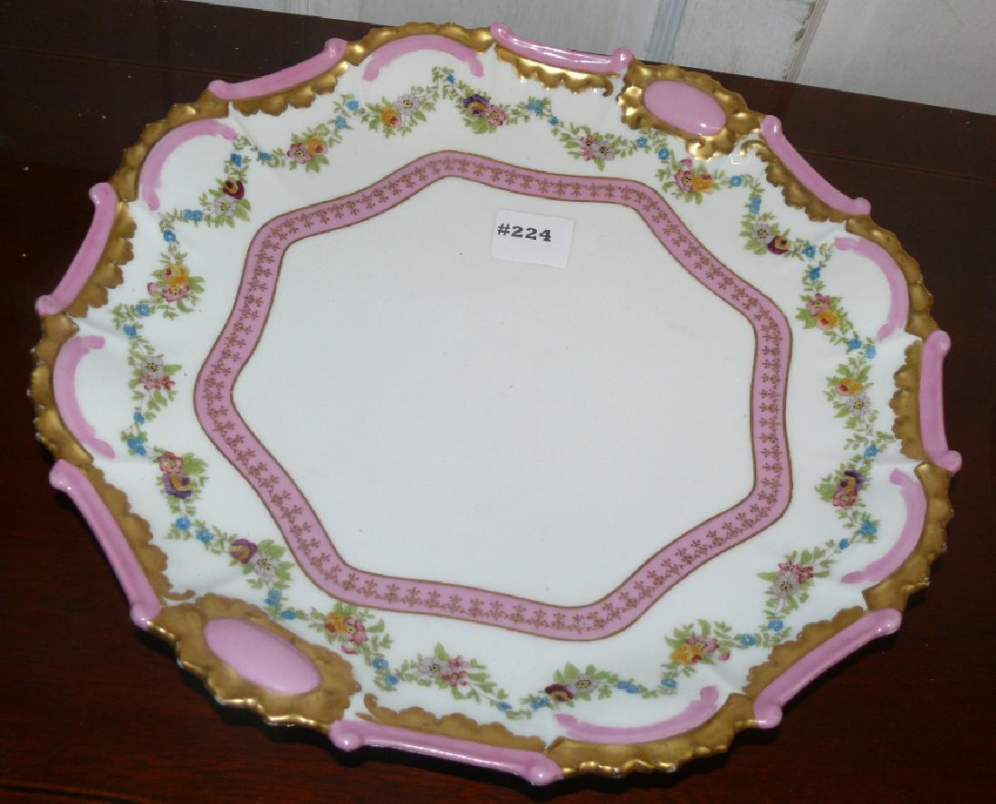 T. & V. Limoges, 13" dia. charger, "Flowers w/Pink & (1 of 2)