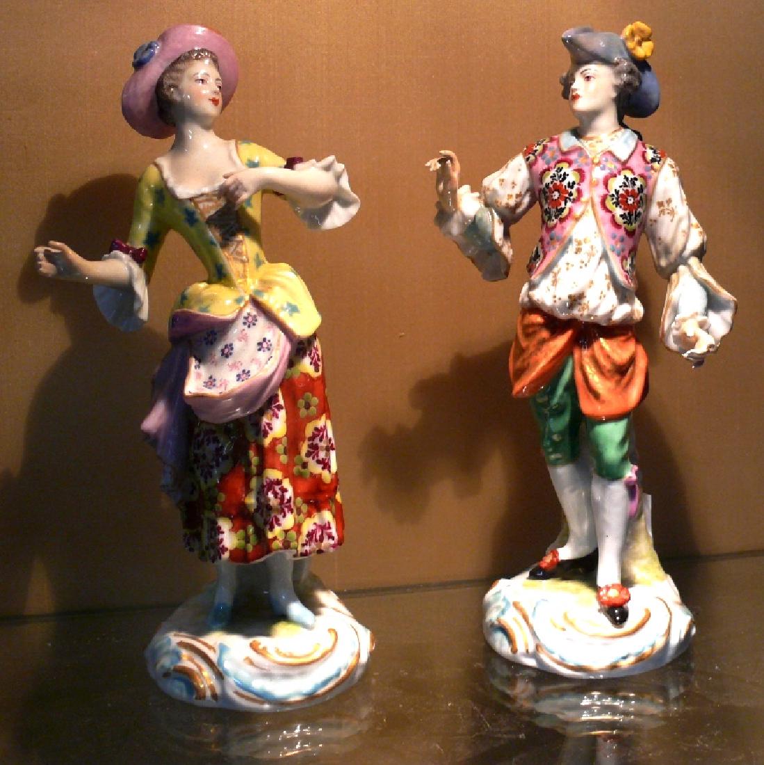Pr of standing figures, "Cavalier and Woman", 8 1/2" ht (1 of 8)