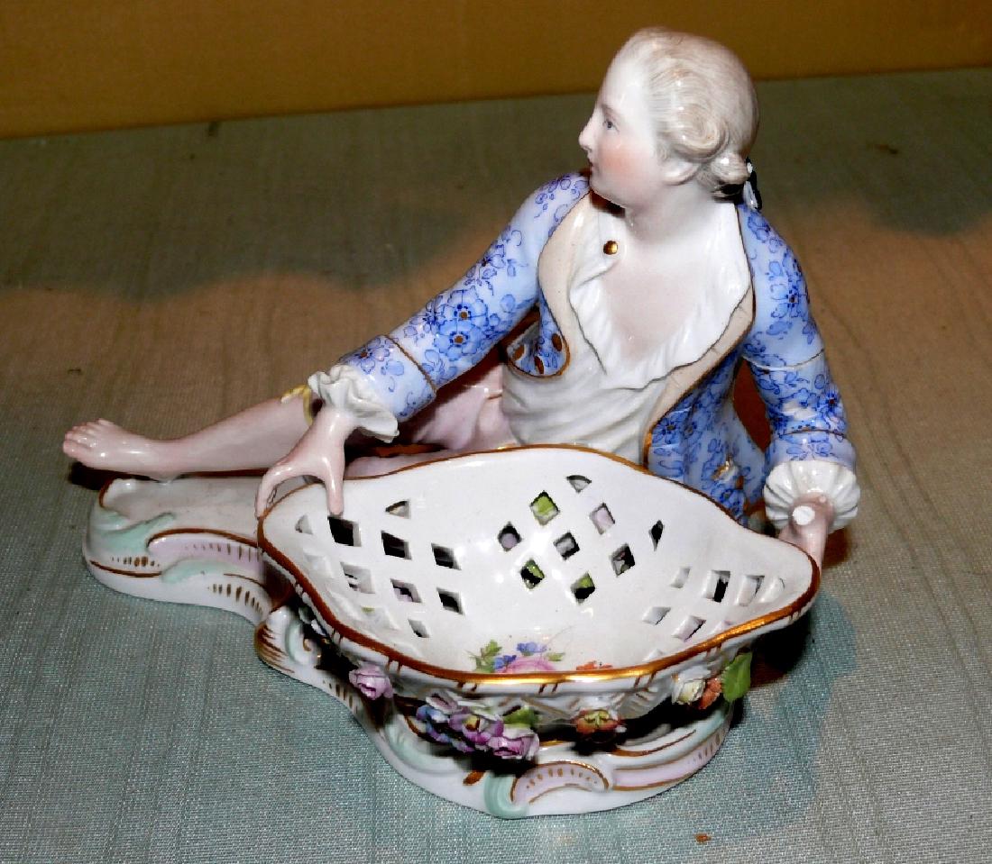 Meissen Recumbent man holding flower bowl, app. 6"x8" (1 of 4)