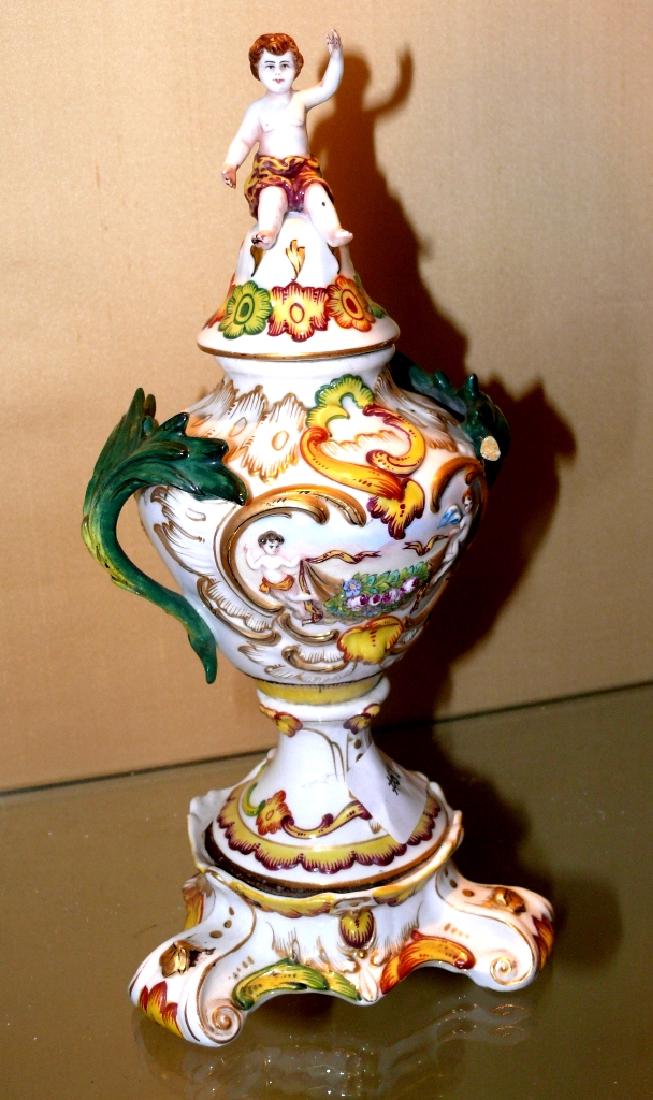 Early Capi di Monte vase w/putti lid finial, 10 1/2" (1 of 9)