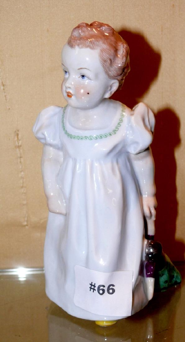 Meissen standing figure, "Young Girl w/porc. doll, 7" (1 of 8)