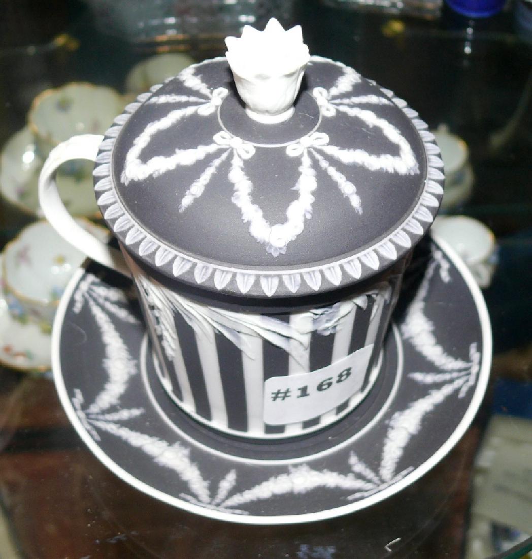 Wedgwood basalt preserve jar w/underplate and lid, (1 of 6)