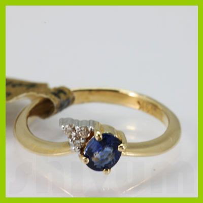 Genuine 0.42 ctw Sapphire Diamond Ring 14K Yellow Gold: Gemstone: Sapphire ; Gemstone Shape: Oval ; Gemstone Size: 4X4 ; Gemstone Weight: 0.37 ; Diamond Count: 3RD ; Diamond Weight: 0.05; Metal Purity: 14KT ; Metal: Yellow Gold ; Ring Size: 6.5
