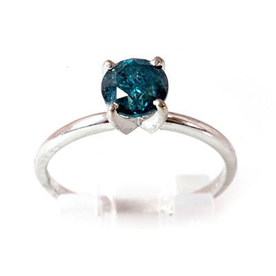 Genuine Blue Diamond Solitaire 1.2 ctw Ring 14KT 3g: Gemstone: Blue Diamond Solitaire; Total CTW: 1.2 ctw ; Metal Purity: 14KT ; Total Weight(g): 3 ; Ring Size: 6.5; Diamond Count1:1 RoundCut ; Diamond CTW1: 1.2 ; Clarity: SI1-SI2 ; Color:G-H ; Clarity 