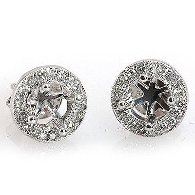 Genuine 0.2 ctw White Diamond Mounting Earring 14k: Genuine 0.2 ctw White Diamond Mounting Earring 14k **|**|** Main Stone: White Diamond ; Cut Style: Rd ; Total Carat Weight: 0.2; Jewelry Style: Mounting ; Metal Purity: 14K ; Metal: White Gold ; Total