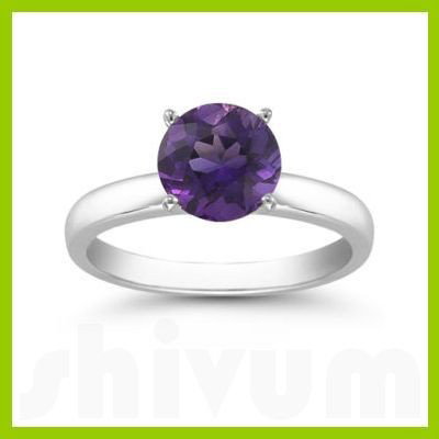 Genuine 1.25 ctw Amethyst Solitaire Ring 14kt: Genuine 1.25 ctw Amethyst Solitaire Ring 14kt **|**|** Ring AmethystAA-AAAPurple Round 1 Round Cut @1.25 ctw 314ktWhite 6.5 ; Availability: 3-10 Business days, ready to ship, with certification of app