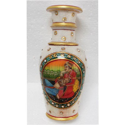 Marble Vase King Akhbar Design (Red): Marble Vase King Akhbar Design (Red) **|**|** 3 1/4" x 9 1/4" ; MSRP: $1035