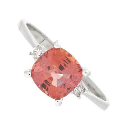 Genuine Orange Sapphire 1.92 ctw & Diamond Ring 10K: Genuine Orange Sapphire 1.92 ctw & Diamond Ring 10K **|**|** Main Stone: Orange Sapphire; Total CTW: 1.92 ctw ; Metal Purity: 10KTGold ; Ring Size: 6; Diamond Count 1: 2 RoundCut; Diamond CTW 1: 0.04;