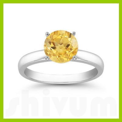 Genuine 1.30 ctw Citrine Solitaire Ring 14kt Gold-White: Genuine 1.30 ctw Citrine Solitaire Ring 14kt Gold-White **|**|** Ring Citrine AA-AAACitrineRound 1 Round @1.30 ctw 3.0 14ktWhite 6.5 ; Availability: 3-10 Business days, ready to ship, with certificati