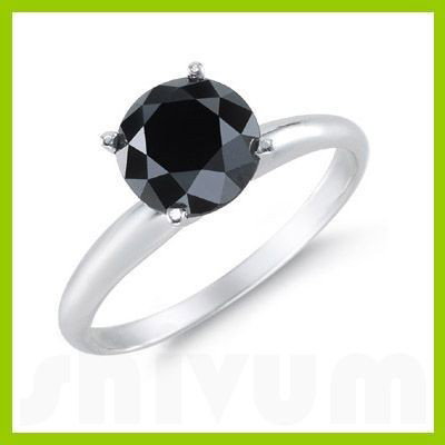 Genuine 4.0 ctw Black Diamond Solitaire Ring 14kt: Genuine 4.0 ctw Black Diamond Solitaire Ring 14kt **|**|** Ring Diamond1 Round Cut @ 4.0 ctw Opaque Black - OpaqueRound 1 Round Cut @ 4.0 ctw 414ktWhite ; Availability: 3-10 Business days, ready to sh
