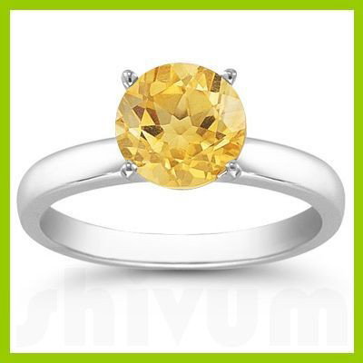 Genuine 2.0 ctw Citrine Solitaire Ring 14kt Gold-White: Genuine 2.0 ctw Citrine Solitaire Ring 14kt Gold-White **|**|** Ring Citrine AA-AAAYellow Round 1 Round Cut @ 2.0 ctw 314ktWhite 6.5 ; Availability: 3-10 Business days, ready to ship, with certificati