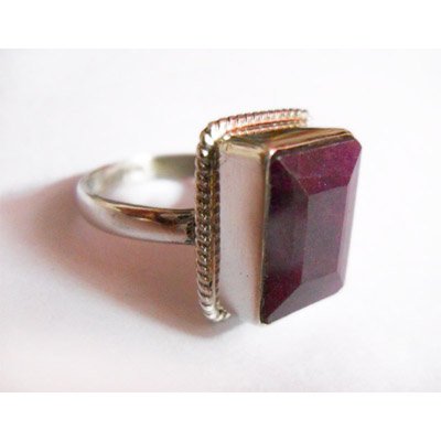 Natural 28.05 ctw Ruby Emerald Cut Ring .925 Sterling: Natural 28.05 ctw Ruby Emerald Cut Ring .925 Sterling **|**|** ; MSRP: $75