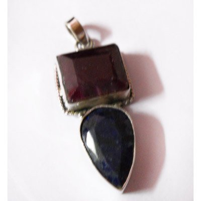 Natural 50.90 ctw Ruby/Sapphire Pendant .925 Sterling: Natural 50.90 ctw Ruby/Sapphire Pendant .925 Sterling **|**|** ; MSRP: $150