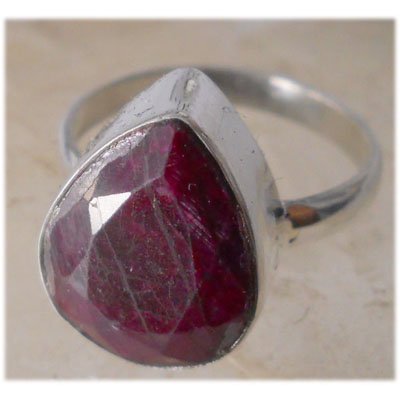 Natural 27.75 ctw Ruby Trillioncut Ring .925 Sterling: Natural 27.75 ctw Ruby Trillioncut Ring .925 Sterling **|**|** ; MSRP: $350
