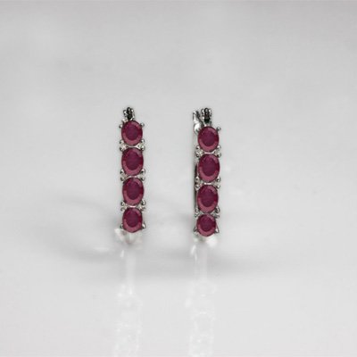 NATURAL 4.00 CTW RUBY EARRINGS .925 STERLING SILVER: NATURAL 4.00 CTW RUBY EARRINGS .925 STERLING SILVER **|**|** ; MSRP: $150