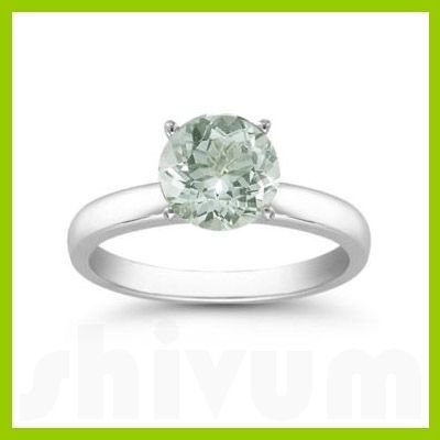 Genuine 1.25 ctw Green Amethyst Solitaire Ring 14kt: Genuine 1.25 ctw Green Amethyst Solitaire Ring 14kt **|**|** Ring AmethystAA-AAAGreen Round 1 Round Cut @ 1.25 ctw 3.214ktWhite 6.5 ; Availability: 3-10 Business days, ready to ship, with certificatio