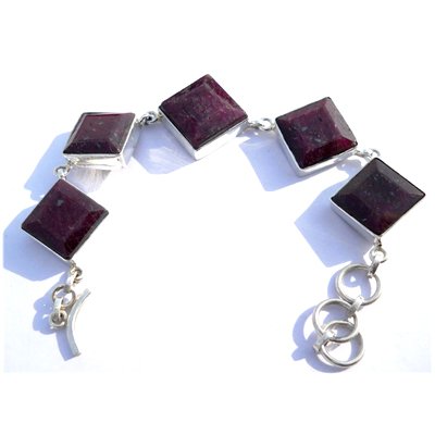 Natural 222.35 ctw Ruby Square .925 Sterling Bracelet: Natural 222.35 ctw Ruby Square .925 Sterling Bracelet **|**|** ; MSRP: $3000