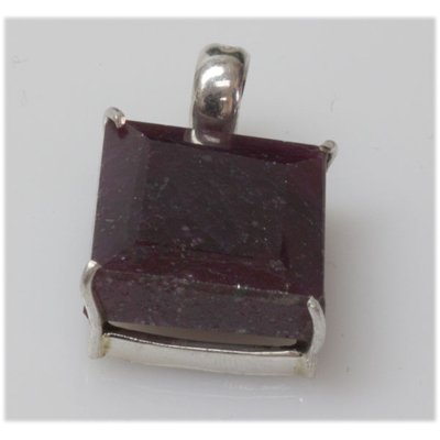 Natural 45.CTW. Ruby Square .925 Sterling Silver Pendan: Natural 45.CTW. Ruby Square .925 Sterling Silver Pendan **|**|** ; MSRP: $750