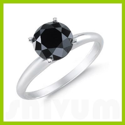 Genuine 4.0 ctw Black Diamond Solitaire Ring 14kt: Genuine 4.0 ctw Black Diamond Solitaire Ring 14kt **|**|** Ring Diamond1 Round Cut @ 4.0 ctw Opaque Black - OpaqueRound 1 Round Cut @ 4.0 ctw 414ktWhite ; Availability: 3-10 Business days, ready to sh