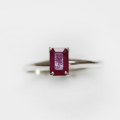 Natural 3.75 ctw Ruby Emerald Cut .925 Sterling Ring: Natural 3.75 ctw Ruby Emerald Cut .925 Sterling Ring **|**|** ; MSRP: $950