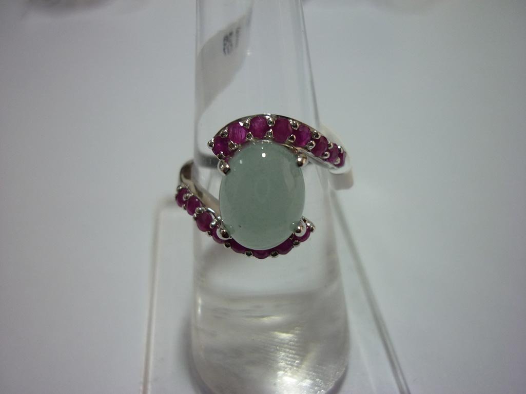 23.25 CTW RUBY AND AQUAMARINE RING .925 STERLING SILVER: 23.25 CTW RUBY AND AQUAMARINE RING .925 STERLING SILVER **|**|** 23.25 CTW RUBY AND AQUAMARINE RING .925 STERLING SILVER ; MSRP: $325