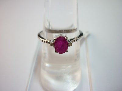 NATURAL 9.75 CTW RUBY and DIAMOND RING .925 STERLING S: NATURAL 9.75 CTW RUBY and DIAMOND RING .925 STERLING S **|**|** NATURAL 9.75 CTW RUBY AND DIAMOND RING .925 STERLING SILVER ; MSRP: $300