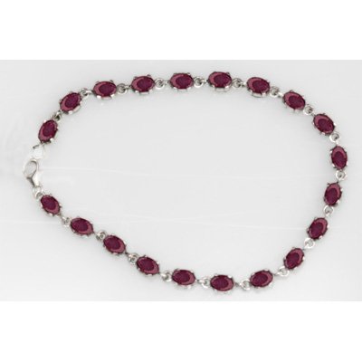 NATURAL 15.00 CTW RUBY OVAL BRACELET .925 STERLING SILV: NATURAL 15.00 CTW RUBY OVAL BRACELET .925 STERLING SILV **|**|** ; MSRP: $1500