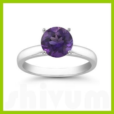 Genuine 1.25 ctw Amethyst Solitaire Ring 14kt: Genuine 1.25 ctw Amethyst Solitaire Ring 14kt **|**|** Ring AmethystAA-AAAPurple Round 1 Round Cut @1.25 ctw 314ktWhite 6.5 ; Availability: 3-10 Business days, ready to ship, with certification of app