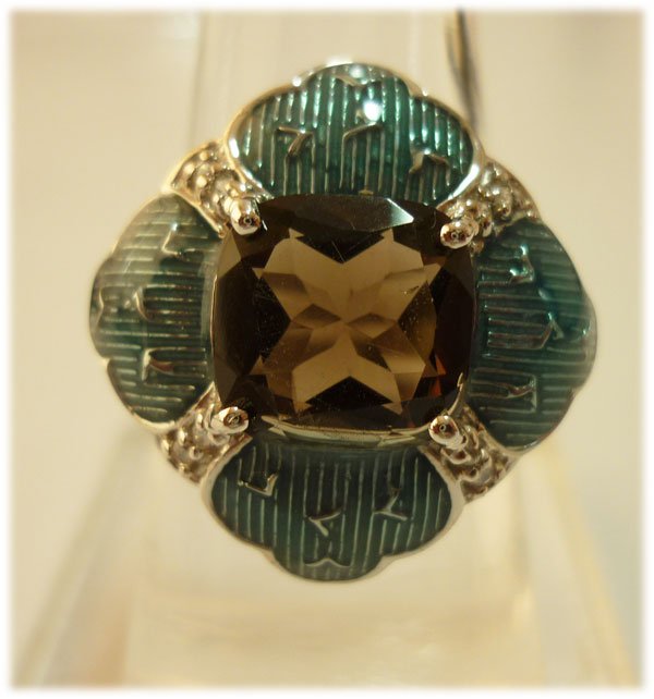 35.00 ctw Black topaz & handwork Ring .925 Sterling Sil: 35.00 ctw Black topaz & handwork Ring .925 Sterling Sil **|**|** 35.00 ctw Black topaz & handwork Ring .925 Sterling Silver ; MSRP: $330