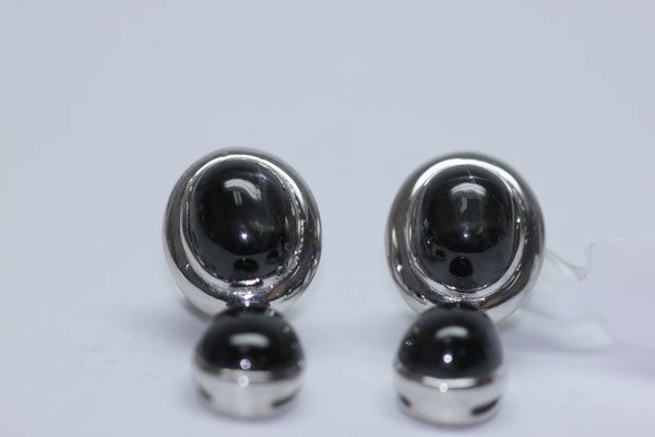 43.40 CTW BLACK ONEX EARINGS .925 STERLING SILVER: 43.40 CTW BLACK ONEX EARINGS .925 STERLING SILVER **|**|** 43.40 CTW BLACK ONEX EARINGS .925 STERLING SILVER ; MSRP: $240