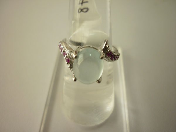 22.25 CTW AQUA MARINE AND RUBY RING .925 STERLING SILVE: 22.25 CTW AQUA MARINE AND RUBY RING .925 STERLING SILVE **|**|** 22.25 CTW AQUA MARINE AND RUBY RING .925 STERLING SILVER ; MSRP: $250