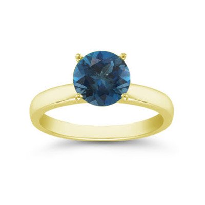 Genuine 0.85 ctw London Blue Topaz Solitaire Ring 14kt: Genuine 0.85 ctw London Blue Topaz Solitaire Ring 14kt **|**|** Ring Blue London Topaz AA-AAABlue Round 1 Round Cut @ 0.85 ctw 314ktYellow 6.5 ; Availability: 3-10 Business days, ready to ship, with c