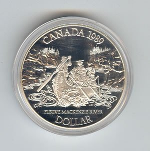 Canada 1989 silver dollar, MacKenzie River: Canada 1989 silver dollar, MacKenzie River **|**|** Canada 1989 silver dollar, MacKenzie River ; MSRP: $75