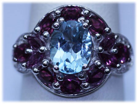 29.00 CTW BLUE TOPAZ, PINKTOURMALINE AND DIAMOND RING .: 29.00 CTW BLUE TOPAZ, PINKTOURMALINE AND DIAMOND RING . **|**|** 29.00 CTW BLUE TOPAZ, PINKTOURMALINE AND DIAMOND RING .925 STERLING SILVER ; MSRP: $200