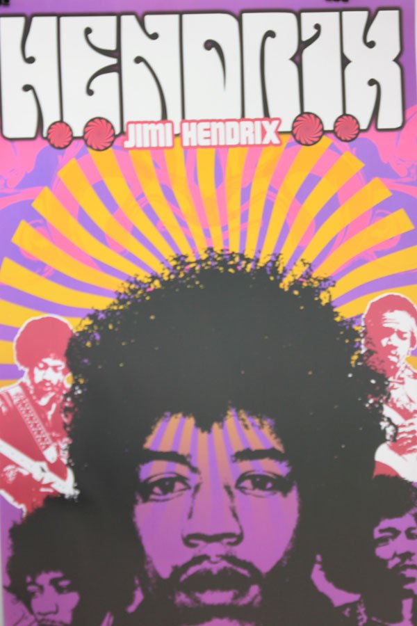JIMI HENDRIX IN PURPLE: JIMI HENDRIX IN PURPLE **|**|** 24X36INCHES; UNFRAMED; Jimi Hendrix was a guitarist, songwriter, and singer. Hailed by fans and critics, he is considered one of the most influential electric guitarist