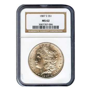 Certified Morgan Silver Dollar 1887-S MS62 NGC: Certified Morgan Silver Dollar 1887-S MS62 NGC **|**|** Certified Morgan Silver Dollar 1887-S MS62 NGC ; MSRP: $425