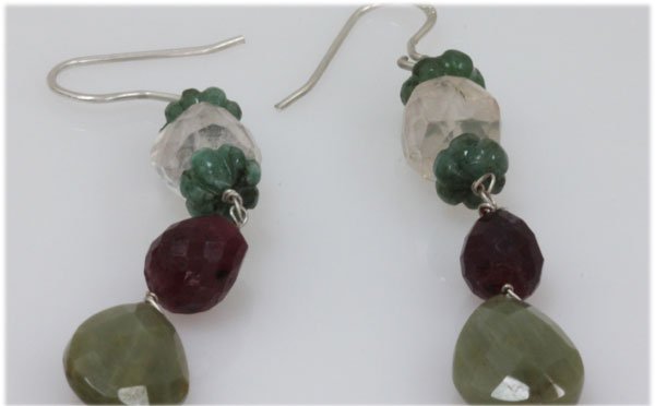 NATURAL 40.20 CTW EMERALD, RUBY SEMIPRECIOUS EARRINGS .: NATURAL 40.20 CTW EMERALD, RUBY SEMIPRECIOUS EARRINGS . **|**|** NATURAL 40.20 CTW EMERALD, RUBY SEMIPRECIOUS EARRINGS .925 STERLING SILVER ; MSRP: $135