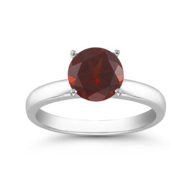 Genuine 1.40 ctw Garnet Solitaire Ring 14kt Gold-White: Genuine 1.40 ctw Garnet Solitaire Ring 14kt Gold-White **|**|** Ring Garnet AA-AAARedRound 1 Round Cut @1.40 ctw 314ktWhite 6.5 ; Availability: 3-10 Business days, ready to ship, with certification of