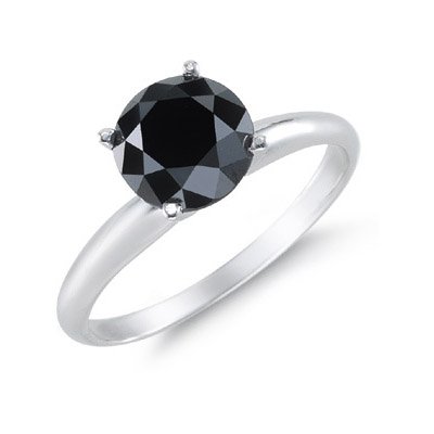 Genuine 3.0 ctw Black Diamond Solitaire Ring 14kt: Genuine 3.0 ctw Black Diamond Solitaire Ring 14kt **|**|** Ring Diamond1 Round Cut @ 3.0 ctw Opaque Black - OpaqueRound 414ktWhite ; Availability: 3-10 Business days, ready to ship, with certification