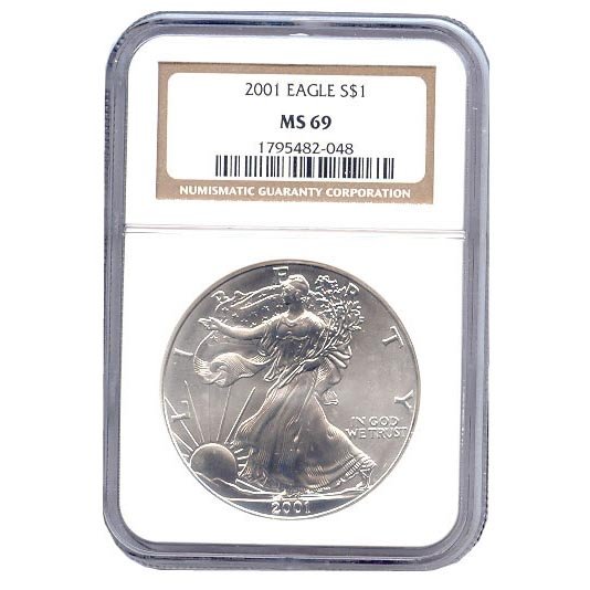 Certified Uncirculated Silver Eagle 2001 MS69