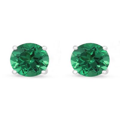 Genuine 1.60 ctw Emerald Stud Earring 14k 0.86g