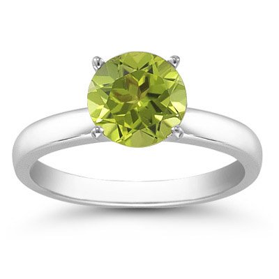 Genuine 1.25 ctw Peridot Solitaire Ring 14kt: Genuine 1.25 ctw Peridot Solitaire Ring 14kt **|**|** Ring Peridot AA-AAAGreen Round 1 Round Cut @1.25 ctw 3.214ktWhite 6.5 ; Availability: 3-10 Business days, ready to ship, with certification of app