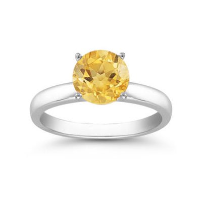 Genuine 1.30 ctw Citrine Solitaire Ring 14kt Gold-White: Genuine 1.30 ctw Citrine Solitaire Ring 14kt Gold-White **|**|** Ring Citrine AA-AAACitrineRound 1 Round @1.30 ctw 3.0 14ktWhite 6.5 ; Availability: 3-10 Business days, ready to ship, with certificati