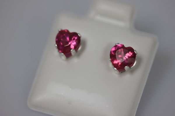 HEART RUBY CZ STUD EARRINGS .925 STERLING SILVER: HEART RUBY CZ STUD EARRINGS .925 STERLING SILVER **|**|** HEART RUBY CZ STUD EARRINGS .925 STERLING SILVER