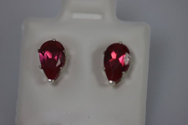 PEAR RUBY CZ STUD EARRINGS .925 STERLING SILVER: PEAR RUBY CZ STUD EARRINGS .925 STERLING SILVER **|**|** PEAR RUBY CZ STUD EARRINGS .925 STERLING SILVER